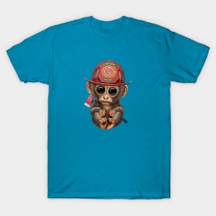 Cute Baby Monkey Firefighter T-Shirt